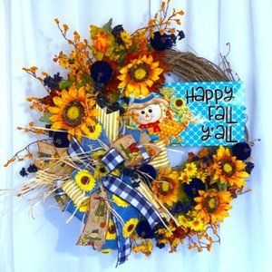 Happy Fall Y’all  Grapevine Wreath